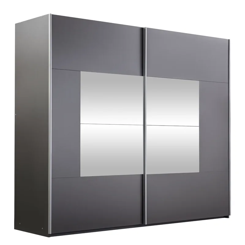 Binche Vaatekaappi peilillä 250x215 cm - Harmaa - Säilytys - Vaatesäilytys - Vaatekaappi