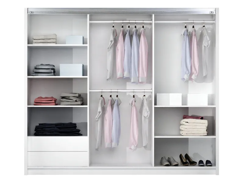 Binche Vaatekaappi peilillä 250x215 cm - Beige - Säilytys - Vaatesäilytys - Vaatekaappi