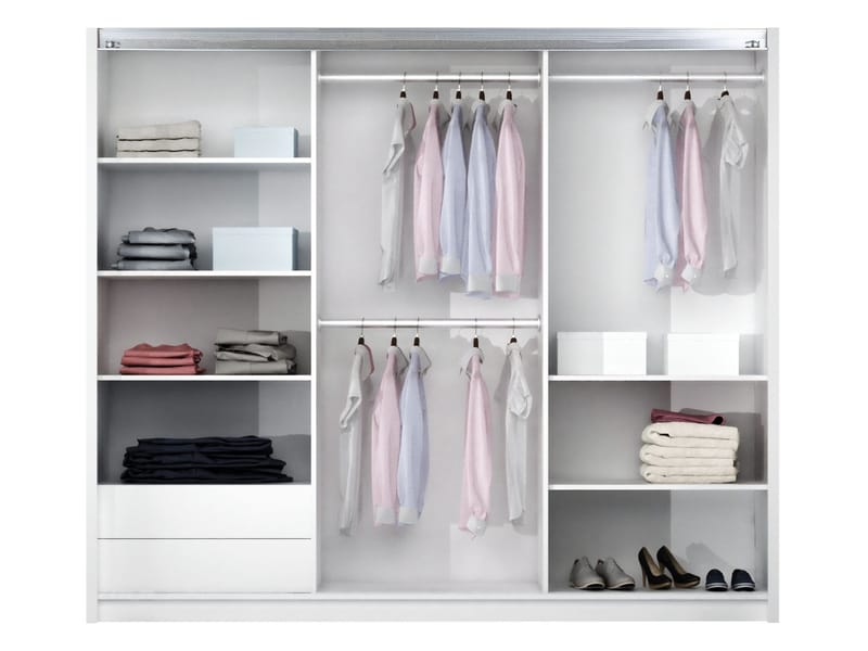 Binche Vaatekaappi peilillä 250x215 cm - Beige - Säilytys - Vaatesäilytys - Vaatekaappi