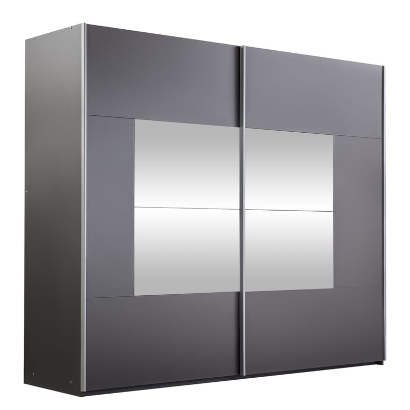 Binche Vaatekaappi peilillä 250x215 cm, Harmaa