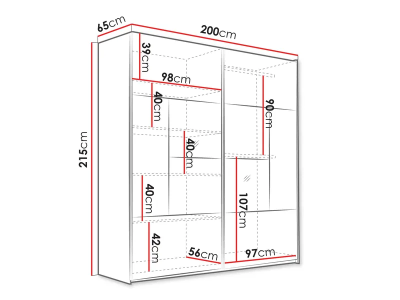Binche Vaatekaappi peilillä 200x215 cm - Beige - Säilytys - Vaatesäilytys - Vaatekaappi