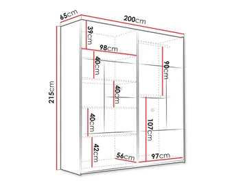Binche Vaatekaappi peilillä 200x215 cm - Harmaa - Säilytys - Vaatesäilytys - Vaatekaappi
