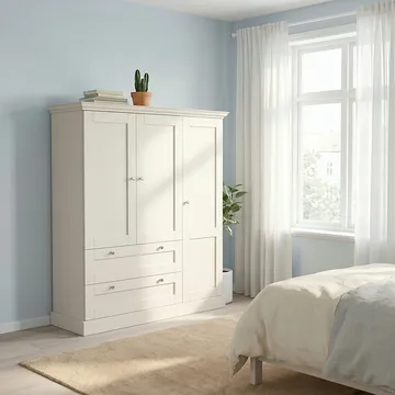 Binz vaatekaappi 122x130 cm - Kashmirin kermanvärinen - Säilytys - Vaatesäilytys - Vaatekaappi