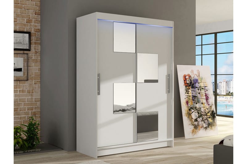 Biscayne-Vaatekaappi Peilillä 120x200 cm - Harmaa - Säilytys - Vaatesäilytys - Vaatekaappi