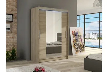 Biscayne-Vaatekaappi Peilillä 120x200 cm - Ruskea - Säilytys - Vaatesäilytys - Vaatekaappi