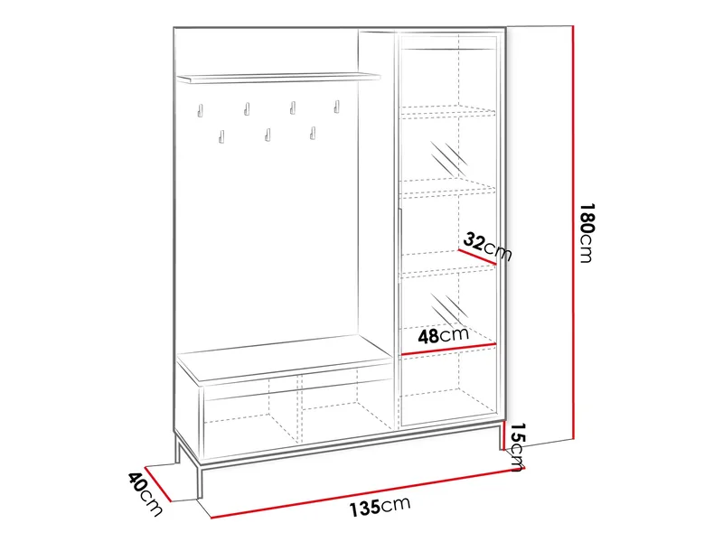 Bjurholm Eteiskalustesetti 180 cm - Säilytys - Vaatesäilytys - Vaatekaappi
