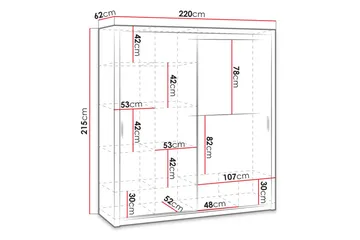 Bono Vaatekaappi peilillä - Tammi - Säilytys - Vaatesäilytys - Vaatekaappi
