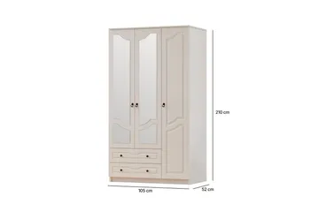 Brelin Vaatekaappi 105x210 cm - Matta Valkoinen - Säilytys - Vaatesäilytys - Vaatekaappi