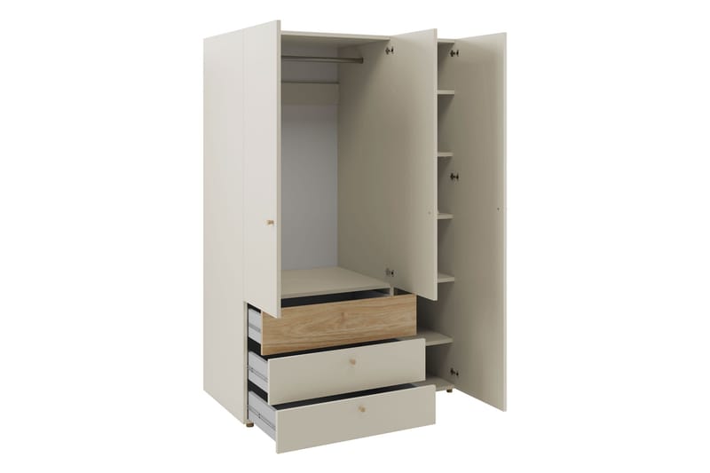 Buhan Vaatekaappi 120x185 cm - Beige / Ruskea - Säilytys - Vaatesäilytys - Vaatekaappi