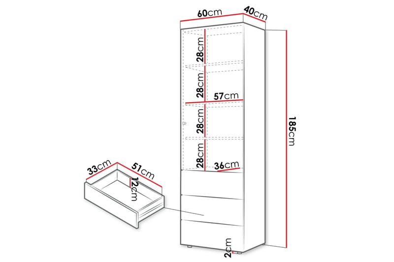 Buhan Vaatekaappi 60x185 cm - Beige / Ruskea - Säilytys - Vaatesäilytys - Vaatekaappi