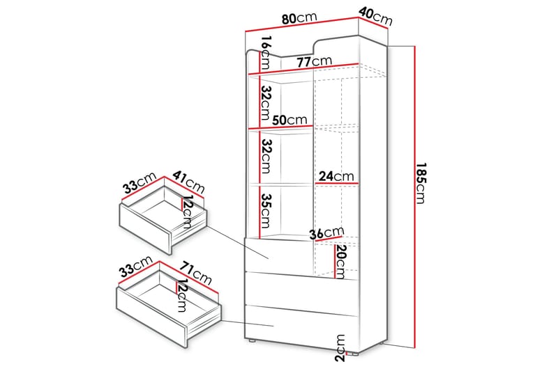 Buhan Vaatekaappi 80x185 cm - Beige / Ruskea - Säilytys - Vaatesäilytys - Vaatekaappi