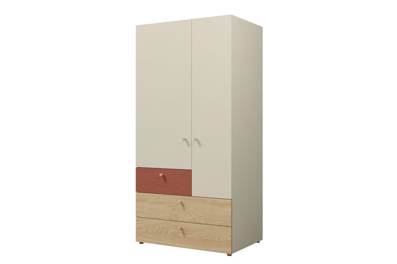 Buhan Vaatekaappi 90x185 cm - Beige / Ruskea - Säilytys - Vaatesäilytys - Vaatekaappi