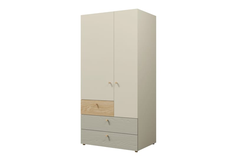 Buhan Vaatekaappi 90x185 cm - Beige / Ruskea - Säilytys - Vaatesäilytys - Vaatekaappi