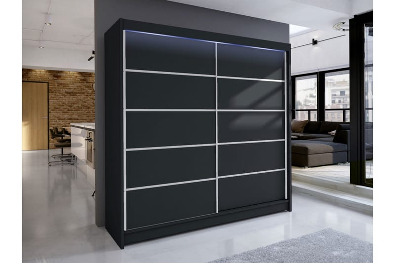 Canderbury Vaatekaappi 180x215 cm - Musta - Säilytys - Vaatesäilytys - Vaatekaappi