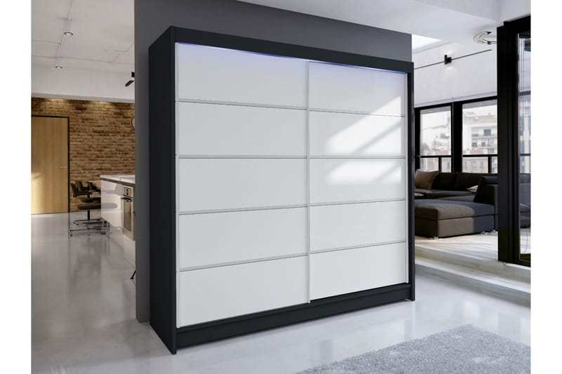 Canderbury Vaatekaappi 180x215 cm - Mustavalkoinen - Säilytys - Vaatesäilytys - Vaatekaappi