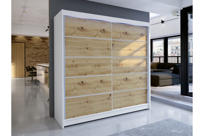 Canderbury Vaatekaappi 180x215 cm - Valkoinen/Ruskea - Säilytys - Vaatesäilytys - Vaatekaappi