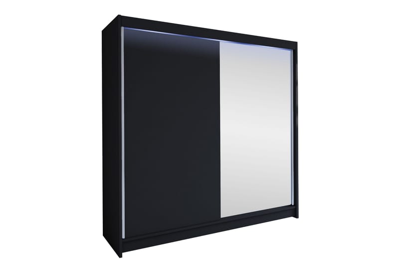 Canderbury Vaatekaappi Peilillä 180x215 cm - Musta - Säilytys - Vaatesäilytys - Vaatekaappi