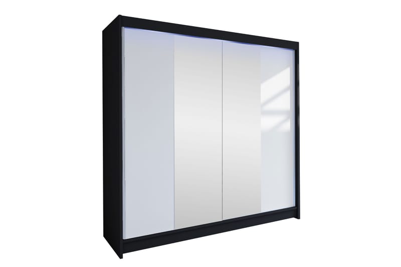 Canderbury Vaatekaappi Peilillä 180x215 cm - Mustavalkoinen - Säilytys - Vaatesäilytys - Vaatekaappi