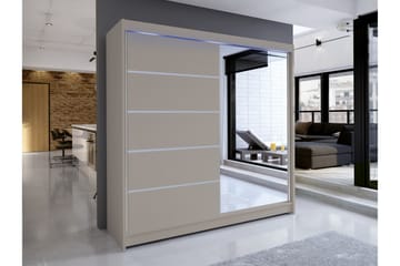 Canderbury Vaatekaappi Peilillä 180x215 cm - Beige - Säilytys - Vaatesäilytys - Vaatekaappi