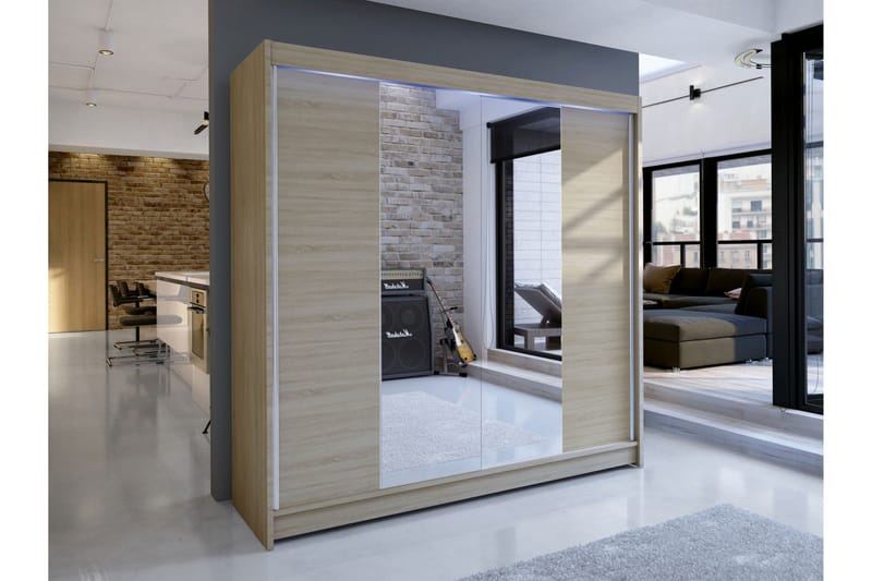 Canderbury Vaatekaappi Peilillä 180x215 cm - Ruskea - Säilytys - Vaatesäilytys - Vaatekaappi