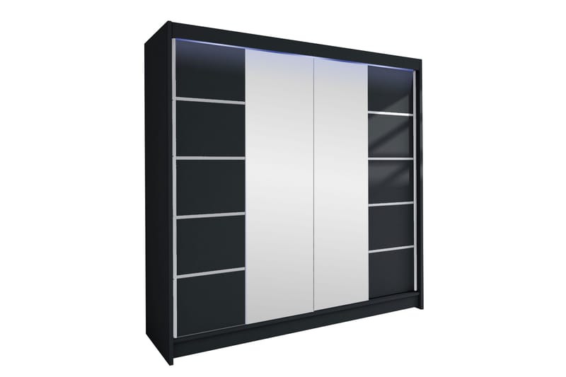 Canderbury Vaatekaappi Peilillä 180x215 cm - Harmaa - Säilytys - Vaatesäilytys - Vaatekaappi