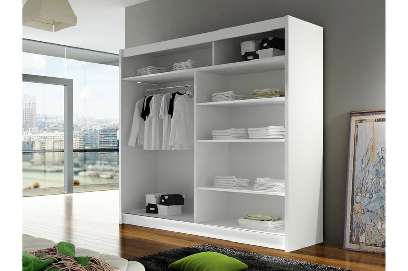 Canderbury Vaatekaappi Peilillä 180x215 cm - Beige - Säilytys - Vaatesäilytys - Vaatekaappi