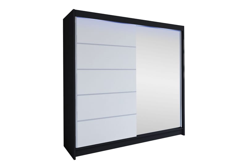 Canderbury Vaatekaappi Peilillä 180x215 cm - Musta - Säilytys - Vaatesäilytys - Vaatekaappi