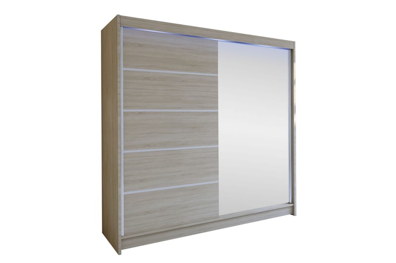 Canderbury Vaatekaappi Peilillä 180x215 cm - Ruskea - Säilytys - Vaatesäilytys - Vaatekaappi