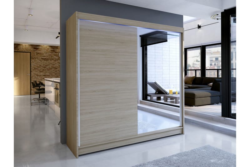 Canderbury Vaatekaappi Peilillä 180x215 cm - Ruskea - Säilytys - Vaatesäilytys - Vaatekaappi