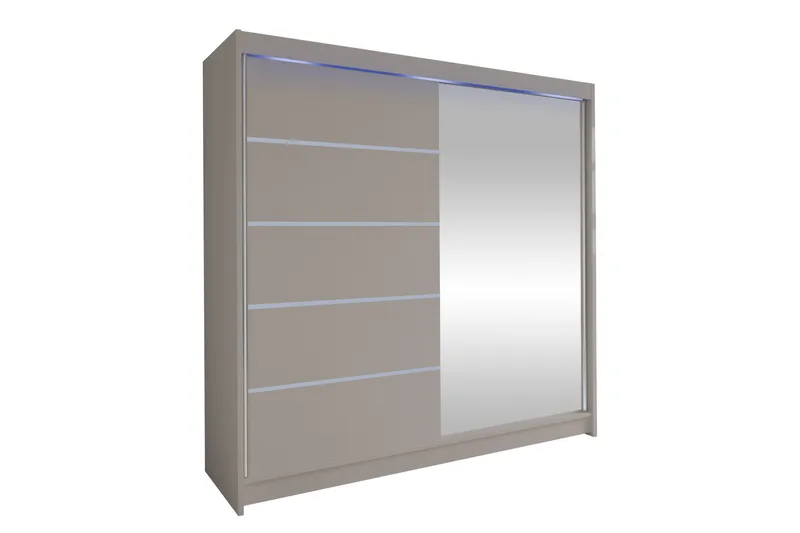 Canderbury Vaatekaappi Peilillä 180x215 cm - Beige - Säilytys - Vaatesäilytys - Vaatekaappi