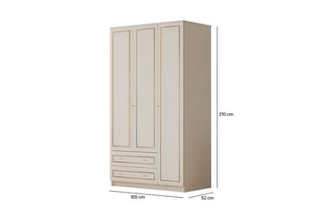 Carvo Vaatekaappi 105x210 cm - Matta Valkoinen - Säilytys - Vaatesäilytys - Vaatekaappi