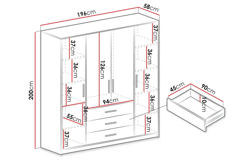 Chavezin Vaatekaappi 196x200 cm - Beige - Säilytys - Vaatesäilytys - Vaatekaappi