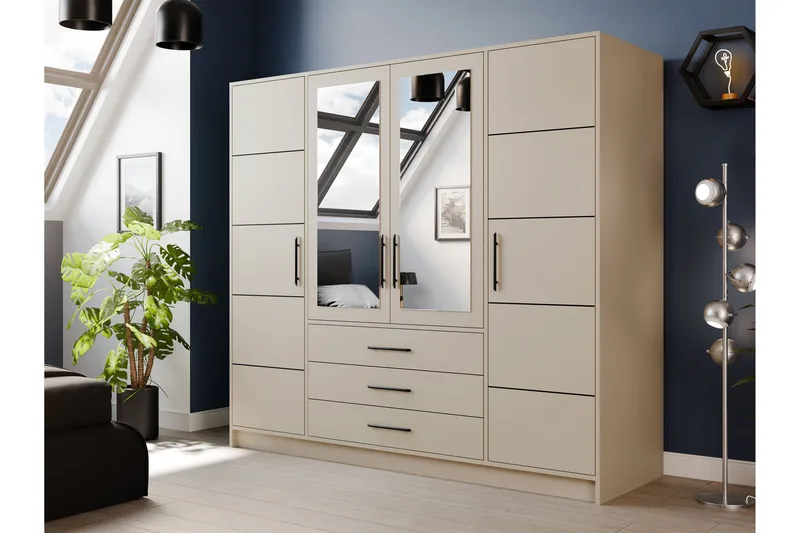 Chavezin Vaatekaappi 196x200 cm - Beige - Säilytys - Vaatesäilytys - Vaatekaappi