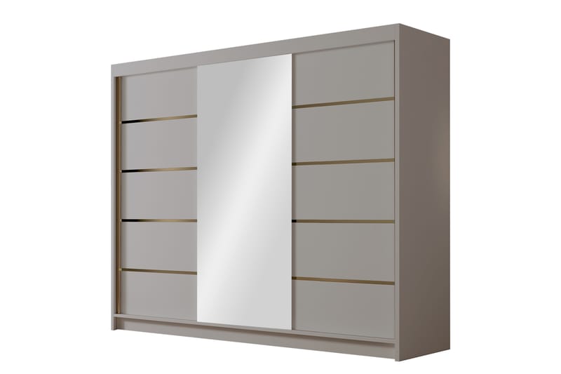 Cinerea Kaappi Peilillä 250x215 cm - Beige - Säilytys - Vaatesäilytys - Vaatekaappi