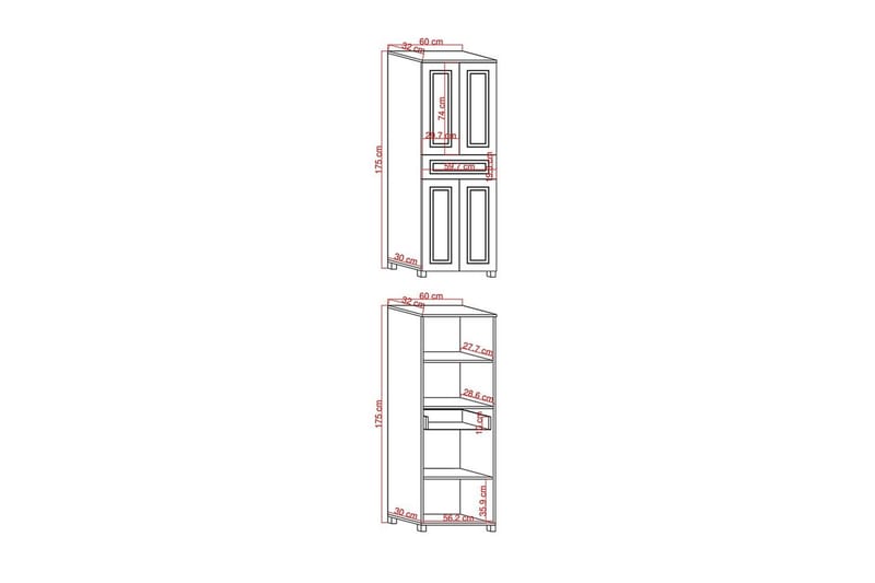 Comfortale Vaatekaappi 60x175 cm - Musta/Tummanvärinen puu - Säilytys - Vaatesäilytys - Vaatekaappi