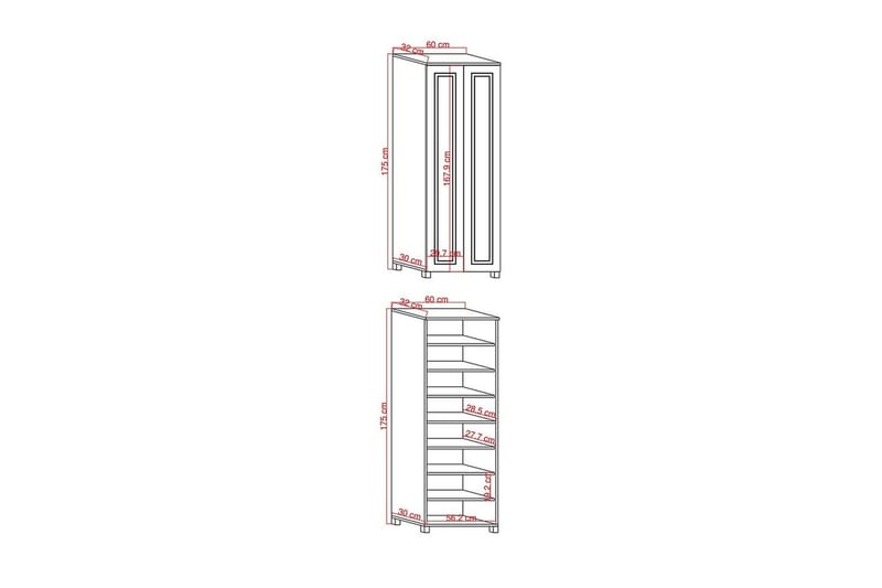 Comfortale Vaatekaappi 60x175 cm - Musta/Tummanvärinen puu - Säilytys - Vaatesäilytys - Vaatekaappi