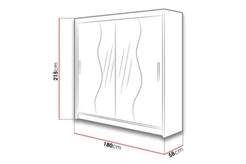 Dravon Kaappi Peilillä 180x215 cm - Beige - Säilytys - Vaatesäilytys - Vaatekaappi