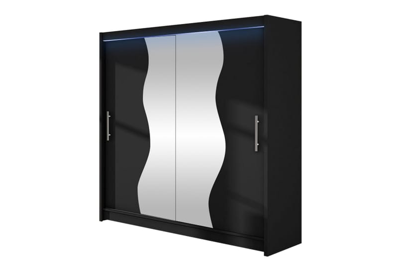 Dravon Vaatekaappi Peilillä 180x215 cm - Musta - Säilytys - Vaatesäilytys - Vaatekaappi