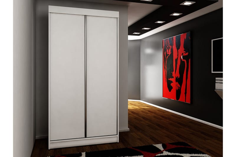Dunkra vaatekaappi 100x200 cm puuta - Valkoinen - Säilytys - Vaatesäilytys - Vaatekaappi