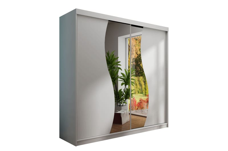 Dunkra Vaatekaappi Peilillä 200x200 cm, Valkoinen