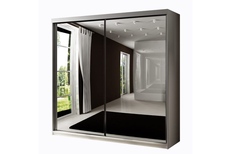 Dunkra Vaatekaappi Peilillä 200x200 cm, Valkoinen