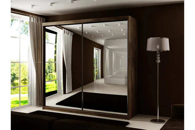 Dunkra Vaatekaappi Peilillä 200x200 cm - Säilytys - Vaatesäilytys - Vaatekaappi