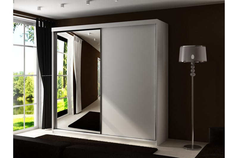 Dunkra Vaatekaappi Peilillä 200x200 cm - Beige - Säilytys - Vaatesäilytys - Vaatekaappi