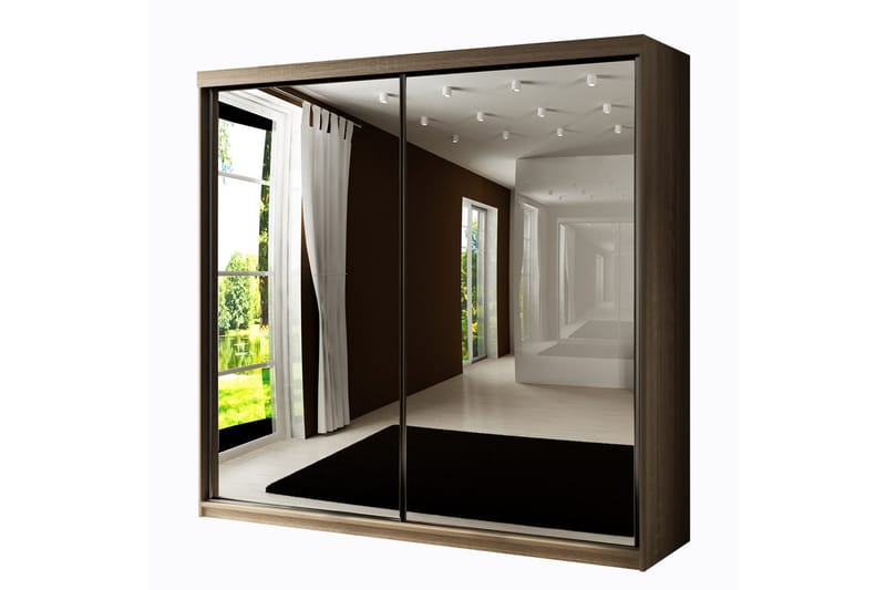 Dunkra Vaatekaappi Peilillä 200x200 cm, Ruskea