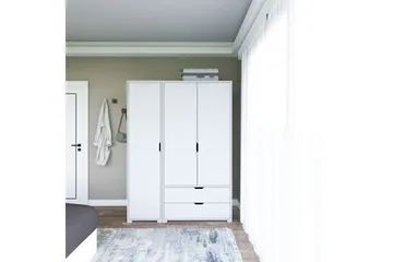 Durusu Vaatekaappi 130x183 cm - Valkoinen - Säilytys - Vaatesäilytys - Vaatekaappi