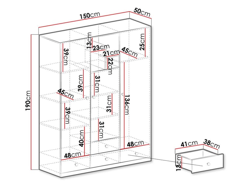 Elvaren Vaatekaappi 150 cm - Säilytys - Vaatesäilytys - Vaatekaappi