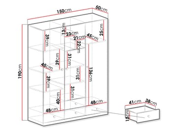 Elvaren Vaatekaappi 150 cm - Säilytys - Vaatesäilytys - Vaatekaappi