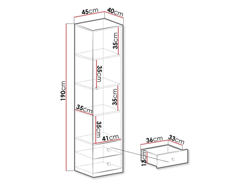 Elvaren Vaatekaappi 45 cm - Säilytys - Vaatesäilytys - Vaatekaappi