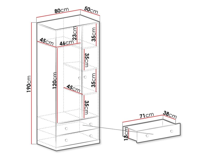 Elvaren Vaatekaappi 80 cm - Säilytys - Vaatesäilytys - Vaatekaappi