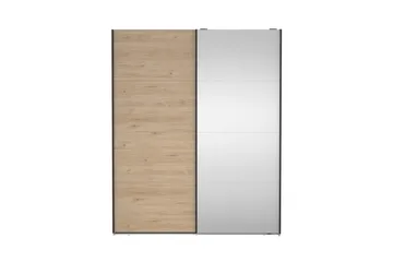 Elvos Vaatekaappi Peilillä 179x220 cm - Luonnonväri - Säilytys - Vaatesäilytys - Vaatekaappi
